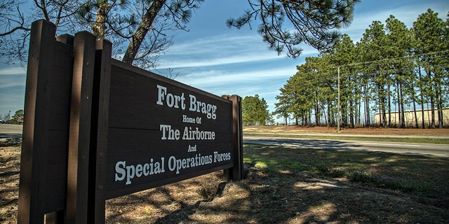 Fort Bragg, USA - February 4, 2014: The sign at the entrance of Fort Bragg, NC.