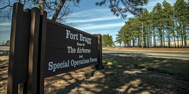 Fort Bragg, USA - February 4, 2014: The sign at the entrance of Fort Bragg, NC.