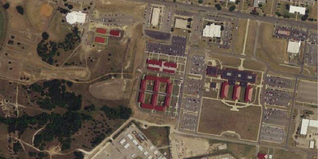 An aerial view of Fort Hood, the Texas base where former Army psychiatrist Major Nidal Hasan allegedly went on a deadly shooting rampage in November 2009.