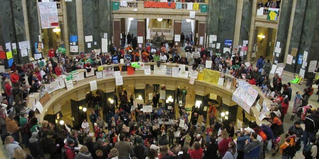 Protests inside the Wisconsin State Capitol in Madison. (Fox News Photo)