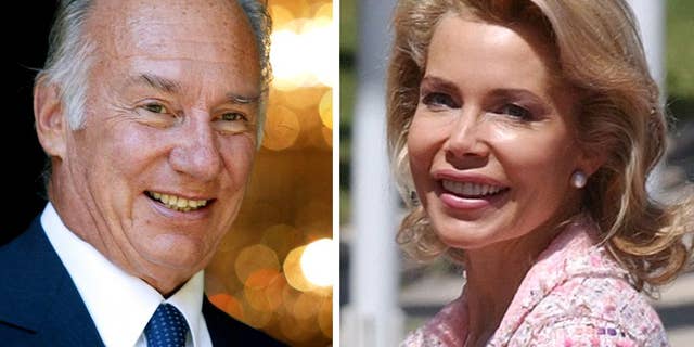 FILE - In this photo combo are seen the Aga Khan, imam of the Ismaili Muslim community, on Sept. 6, 2004 in Berlin and his then wife Begum Inaara Aga Khan on May, 20,2004 in Madrid. Lawyers for the Aga Khan and his ex-wife Princess Gabriele Renate Inaara Zu Leiningen released a statement Friday March 14, 2014 saying their marriage “ends by consent” after the Paris Court of Appeals approved a divorce settlement. The lawyers would not provide any further detail, saying terms of the settlement are confidential. The two married in 1998, and started divorce proceedings several years later after having a son. (AP Photo/Jan Bauer, Paul White, File)