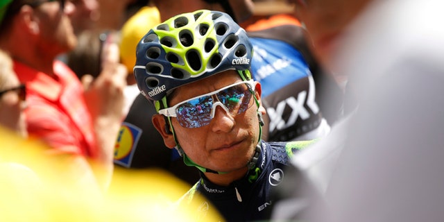 Colombiaâs Nairo Quintana waits for the start of the fifth stage of the Tour de France cycling race over 216 kilometers (134.2 miles) with start in Limoges and finish in Le Lioran, France, Wednesday, July 6, 2016. (AP Photo/Christophe Ena)