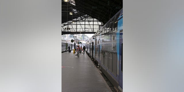 May 21, 2014: A Regional Express Train, or TER, is sationed along a platform at the Saint Lazare station in Paris.