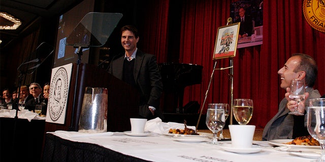 TODAY -- Friars Club Roast &amp; Celebrity Luncheon In Honor of Matt Lauer -- Date 10/24/2008 -- Pictured: (l-r) Tom Cruise, Matt Lauer -- Tom Cruise makes a surprise celebrity appearance at the Friars Club to join in the Annual Roast, this year honoring Matt Lauer  (Photo by Heidi Gutman/NBC/NBCU Photo Bank via Getty Images)