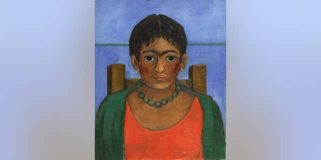 This undated image provided by Sotheby's shows a rediscovered painting by Frida Kahlo that is going to auction on Nov. 22, 2016, in New York.