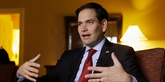 Republican presidential candidate Sen. Marco Rubio, R- Fla., speaks during an interview with the Associated Press in Orlando, Fla., Friday, Nov. 13, 2015. As Rubio campaigns for the Republican presidential nomination, heâs pledging to bring generational change to Washington. Yet Rubioâs policy toward Cuba looks like a step into the past. As president, he says, heâd reinstate a half-century-old diplomatic freeze that failed to unseat the communist government on the island where his parents were born. (AP Photo/John Raoux)
