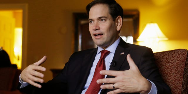 Republican presidential candidate Sen. Marco Rubio, R- Fla., speaks during an interview with the Associated Press in Orlando, Fla., Friday, Nov. 13, 2015. As Rubio campaigns for the Republican presidential nomination, heâs pledging to bring generational change to Washington. Yet Rubioâs policy toward Cuba looks like a step into the past. As president, he says, heâd reinstate a half-century-old diplomatic freeze that failed to unseat the communist government on the island where his parents were born. (AP Photo/John Raoux)