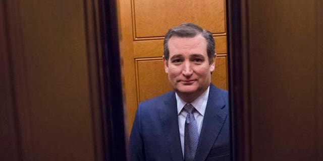 Sen. Ted Cruz, R-Texas, leaves the Senate Gallery on Capitol Hill in Washington, Jan. 20, 2016.