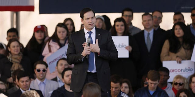 Republican presidential candidate, Sen. Marco Rubio, R-Fla. speaks during a rally, Friday, Feb. 26, 2016, in Dallas. (AP Photo/Brandon Wade)
