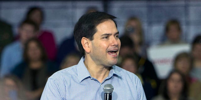 Republican presidential candidate Marco Rubio speaks to supporters during a campaign stop at the Hilton Head Island High School gym in Hilton Head Island, S.C., Saturday, Jan. 2, 2016. (AP Photo/Stephen B. Morton)