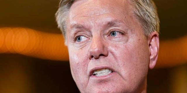Aug. 1, 2015: Republican presidential candidate Sen. Lindsey Graham, R-S.C., speaks at a Town Hall Meeting in Manchester, N.H.