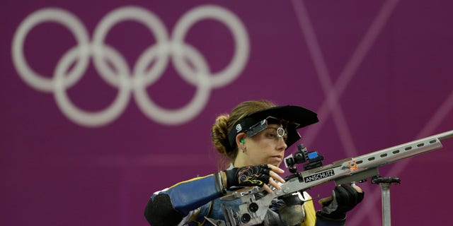 Aug. 4, 2012: United States of America's Jamie Lynn Gray prepares to shoot, at the start of the women's 50-meter rifle 3 positions final, at the 2012 Summer Olympics, in London.