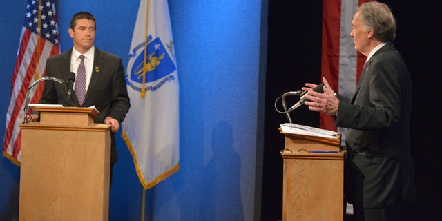 Democratic Congressman Edward Markey, right, and Republican Gabriel Gomez, left.