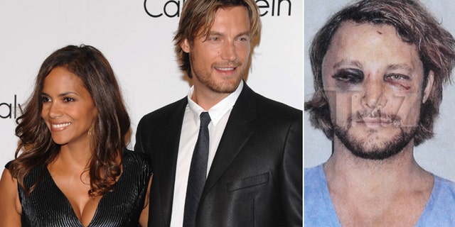 Model Gabriel Aubrey and actress Halle Berry attend the Calvin Klein 40th anniversary party during Fashion Week in New York on Sept. 7, 2008. Gabriel Aubrey after a fight with Berry's fiance on Nov. 22, 2012.