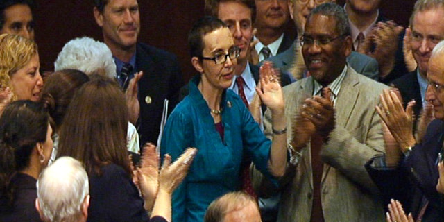 Aug. 1, 2011: In this image from House TV, Rep. Gabrielle Giffords, D-Ariz., appears on the floor of the House for a vote on the plan to raise the federal debt limit.