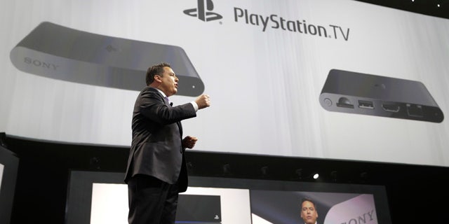 June 9, 2014: Shawn Layden, president and CEO of Sony Computer Entertainment America, introduces the PlayStation TV during a presentation at the Electronic Entertainment Expo in Los Angeles. (AP Photo/Jae C. Hong)