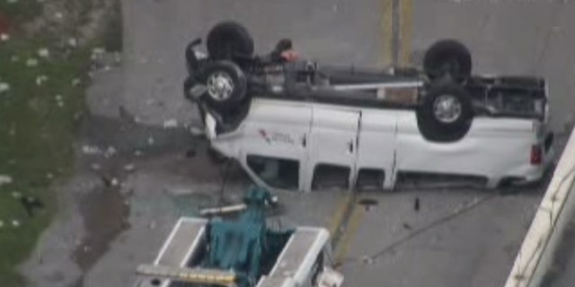 The van has since been towed from the area.
