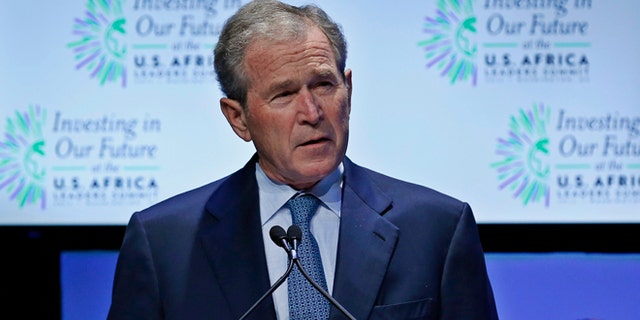 In this Aug. 6, 2014 photo, former U.S. President George W. Bush speaks at the 'Investing in Our Future' forum at the US-Africa Leaders Summit in Washington.