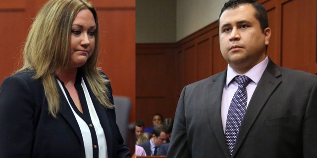 Shellie and George Zimmerman pictured on two different occasions in court.