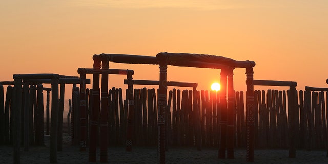 The Pömmelte henge in Germany was active for some 300 years, starting from 2,300 B.C. A reconstruction is seen here in 2016.