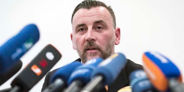 Jan. 19, 2015: In this file photo organizer Lutz Bachmann, speaks during  a news conference of the group 'Patriotic Europeans against the Islamization of the West' (PEGIDA) in Dresden, Germany. (AP)