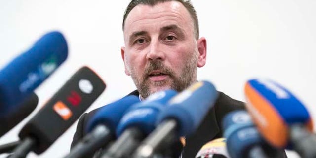 Jan. 19, 2015: In this file photo organizer Lutz Bachmann, speaks during a news conference of the group 'Patriotic Europeans against the Islamization of the West' (PEGIDA) in Dresden, Germany. (AP)