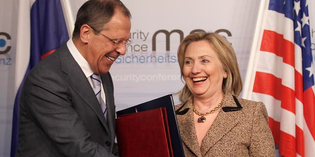 US Secretary of State Hillary Rodham Clinton, shown here Feb. 5, exchanges documents with and Russia's Foreign Minister Sergey Lavrov after finalizing the New START treaty during the Conference on Security Policy in Munich, Germany. Clinton said Feb. 6 the Obama administration has done more for Israel's security than any other U.S. presidency.