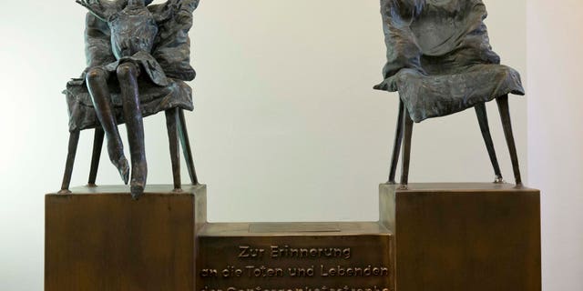 A bronze statue by artist Bonifatius Stirnberg is on display in Stolberg, Germany symbolizing a child born without limbs because of thalidomide.