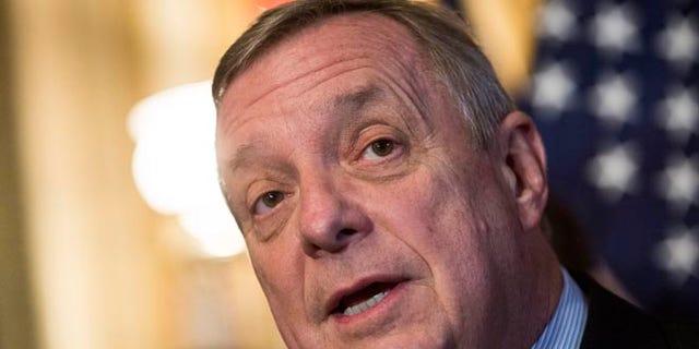 WASHINGTON, DC - DECEMBER 10: Sen. Dick Durbin (D-IL) speaks during a news conference to discuss U.S. President Barack Obama's executive order on immigration, on Capitol Hill, December 10, 2014 in Washington, DC. President Obama traveled to Nashville, Tennessee on Tuesday, where he defended his actions on immigration and again called on Congress to pass an immigration bill. (Photo by Drew Angerer/Getty Images)