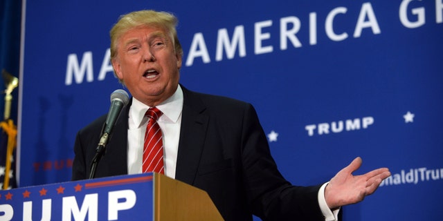 KEENE, NH - SEPTEMBER 30: Republican Presidential candidate Donald Trump speaks during a town hall event at Keene High School September 30, 2015 in Keene, New Hampshire. Trump has seen his lead in the polls slip but still leads in New Hampshire. (Photo by Darren McCollester/Getty Images)