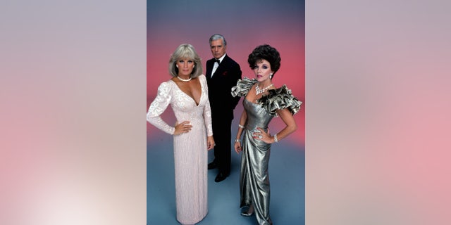 Linda Evans (Krystle), John Forsythe (Blake) and Joan Collins (Alexis).