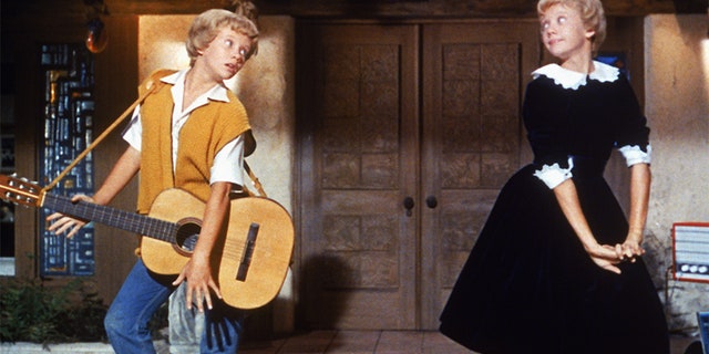 English actress Hayley Mills as identical twins Sharon McKendrick and Susan Evers in the Walt Disney comedy "The Parent Trap" in 1961.