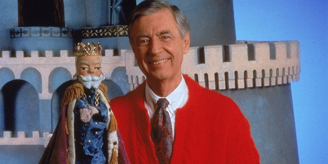 Fred Rogers on the set of his television show "Mister Rogers' Neighborhood" circa 1980s.