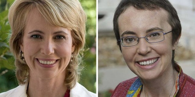 A combination photo shows U.S. Rep. Gabrielle Giffords, right, smiling at TIRR Memorial Hermann Hospital in Houston in a May 17, 2011 photo released on her Facebook page and another during an appearance in Tucson, Arizona in an undated 2010 handout photo.
