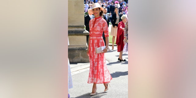 Gina Torres arrives for the wedding ceremony of Prince Harry and Meghan Markle at St. George's Chapel in Windsor Castle in Windsor, near London, England, Saturday, May 19, 2018. (Ian West/pool photo via AP)