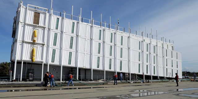 March 6, 2014: The Google barge is seen moored at the Port of Stockton, in Calif.