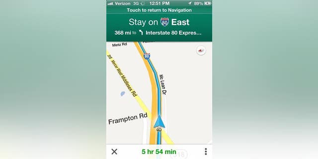 In this undated screenshot, the Google Maps application is demonstrated on an iPhone.