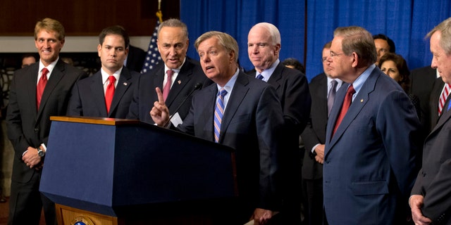 So-called Gang of Eight: Sen. Jeff Flake, Sen. Marco Rubio, Sen. Charles Schumer, Sen. Lindsey Graham, Sen. John McCain, Sen. Robert Menendez and Sen. Richard Durbin.
