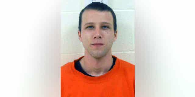 This 2012 booking photo released by the York County Sheriff’s Department shows Derek Poulin, convicted in June 2015 of killing his grandmother Patricia Noel, by stabbing her dozens of times and setting her body afire. Poulin was sentenced to life in prison on Wednesday, July 29, 2015, in York County Superior Court in Alfred, Maine. (York County Sheriff’s Department via AP)