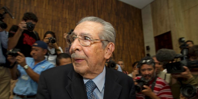 Former dictator Jose Efrain Rios Montt listens to the verdict in his genocide trial in Guatemala City, on May 10, 2013.