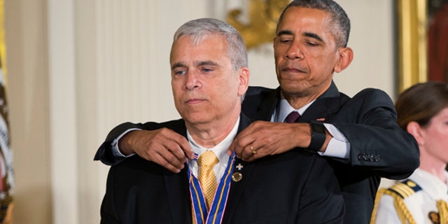 President Obama presents the Medal of Valor to Officer Mario Gutierrez, of the Miami-Dade Police Department, Fla.
