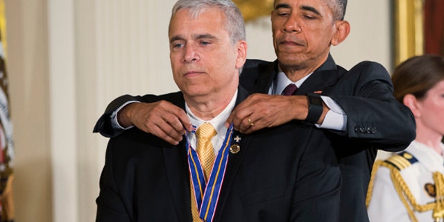 President Obama presents the Medal of Valor to Officer Mario Gutierrez, of the Miami-Dade Police Department, Fla.