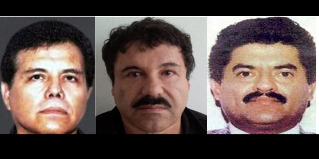 A photo composite of members of the Sinaloa drug cartel: (left to right) Ismael Zambada-Garcia, Joaquín "El Chapo" Guzmán, Juan José Esparragoza