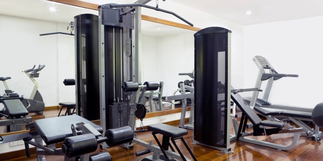 Interior of sport club with equipment