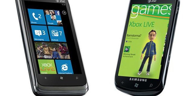 The HTC Surround (at left) and the Samsung Focus (at right), two of the many Windows Phone 7-powered smartphones coming out this Fall.