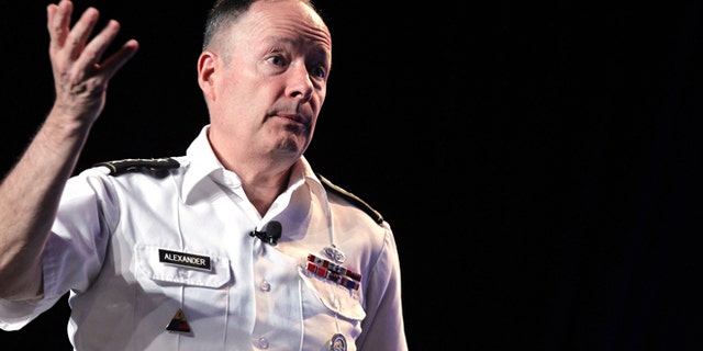 July 31, 2013: Army General Keith Alexander, head of the National Security Agency delivers a keynote address at the Black Hat hacker conference on Wednesday in Las Vegas.