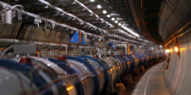 The LHC (Large Hadron Collider) tunnel.