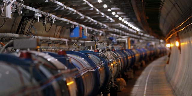 The LHC (Large Hadron Collider) tunnel.