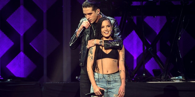 Singers Halsey, right, and G-Eazy perform together at Z100's iHeartRadio Jingle Ball at Madison Square Garden on Friday, Dec. 8, 2017, in New York. (Photo by Evan Agostini/Invision/AP)