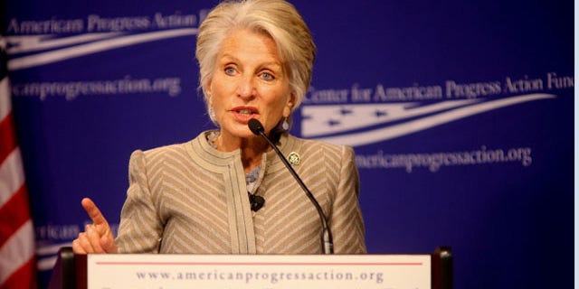 This photo, provided by www.harman.house.gov, shows longtime Calif. Rep. Jane Harman at the Center for American Progress Action Fund. Harman is making calls to members of the Democratic House leadership to notify them of her desire to leave Congress to lead the Woodrow Wilson International Center.